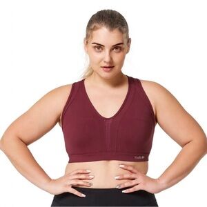 Yvette Red Cross-cross back padded athleisure activewear woman sports bra. XL